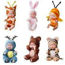 1pc Winter Wonderland Accent - Mini Sleeping Doll In Animal Robe - Multicolor - View 5
