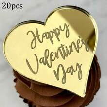 5个/10个/20个金色亚克力情人节蛋糕装饰摆件，求婚甜品桌心形装饰品 - 彩色 - 查看 27