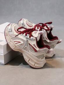 1 par de zapatos deportivos para niños, zapatillas de running de piel sintética, calzado deportivo ligero para niños, adecuado para primavera, verano, otoño e invierno - Rojo - Ver 4