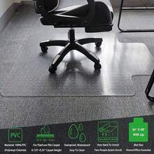 1pc 48"*36" Clear Chair Mat, Durable PVC Material, Office Essential;    Transparent Minimalist Style, Rectangular Shape With Extended Lip, Features Anti-Slip, Scratch-Resistant & Easy Glide Detail.    Ideal For Home Office, Workspace Floor Protection.    Computer Chair Mat Perfect For Year-Round Office Use, Office & Dorm Rooms. Floor Protector Mat Perfect For Seasonal Workspace Makeovers, Daily Office Routines, Year-Round Use & Great As A Gift For Students, Professionals On Father's Day, Christmas, Back-To-School Season.(Clear) - Transparent - View 5