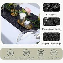 1/6/12Pcs Black Sequin Table Runner Set, Shimmering Sequin Tablecloth, Perfect For Weddings, Parties, Table Decorations, Banquets, Holidays,  Wedding Supplies, Home Decor, Western Decor,St Patrick's Day,Room Decor,Spring Decor, Living Room Deccor,Bachelorette Party,Easter, Graduation Ceremonies, And Bridal Gifts, Making It The Ideal Choice For All Festive Occasions. - 黑色 - 查看 6