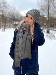 Winter Hat Long Scarf Touchscreen Gloves Set Thermal Lined Warm Knit Beanie For Wo Women Clothing Winter Valentines Gift - Three-piece Set (without Ball) - View 7