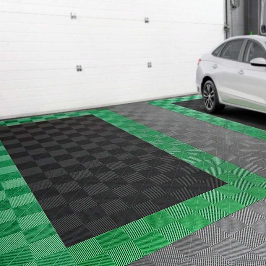 Parking Pad - Tapis de drainage de garage 12x12 pouces 55 pièces noir - Voir 1