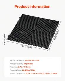 Parking Pad - 15,7 * 15,7 pouces noir 24 pièces 0,75 pouces - Voir 7