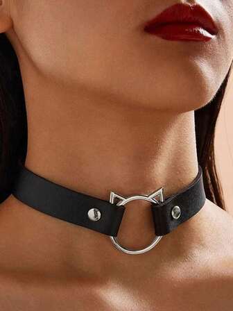 1PC Women Leather Neck Ring Goth Punk Choker For Sexy Underwear Accessories Cosplay Necklace