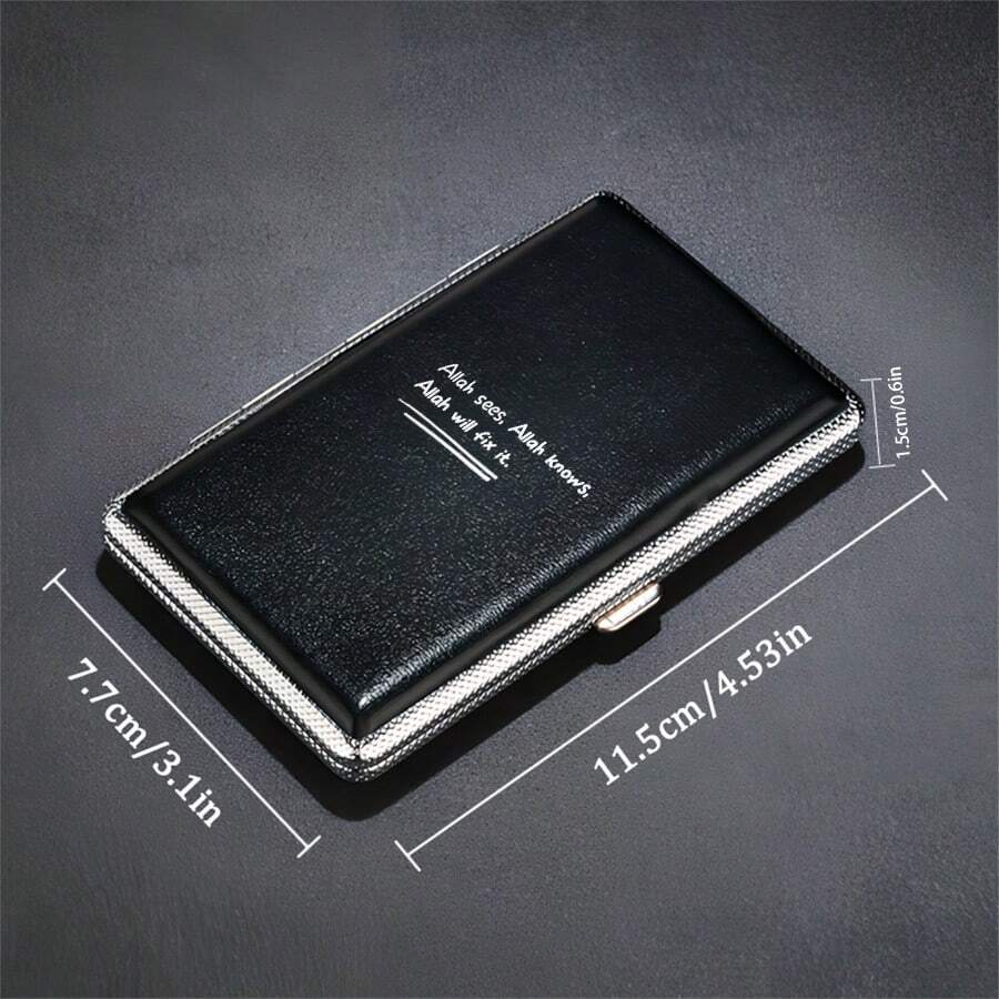 Pattern Thick Cigarette Box, Black And Brown Leather Texture, Can Hold 20 Cigarettes, Each Box Has A Rubber Strap Fixed Ultra-Thin Flip Design, Fashionable And Creative Moisture-Proof And Pressure Resistant Portable Cigarette Box - Multicolor - View 1