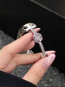 Un ceas de damă cu parfum Camellia, în stil vacanță de vară, cu o curea strălucitoare cu diamante. - Roz - Vizualizare 5