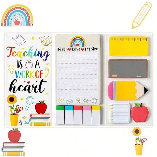1pc Teachers' Day Party Memo, Each 40 Pages (Total 440 Pages), Party Gift, Cartoon Memo, Memo Set, Custom Self-Adhesive Teacher Memo, Office Supplies Sticky Note Set, Teachers' Day Gift