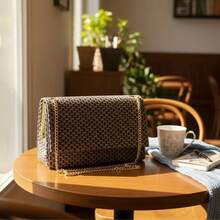 Women's 2-Piece Straw Crossbody Bag Set - Handbag And Evening Bag With Crossbody Strap - Màu nâu  Mocha - Xem 5