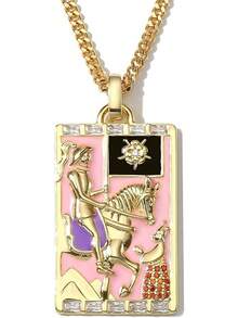 Tarot Card Necklace Women, Gold Vintage Pendant, Good Luck Amulet Jewelry - c - 查看 8