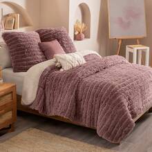 cobertor super grueso everest reverso borrega Matrimonial xl jumbo vianney pelo alto invierno cálido, cobija invierno premium, manta matrimonial gruesa, textil cálido moderno, cobertor jumbo pelo alto - Morado - Ver 2