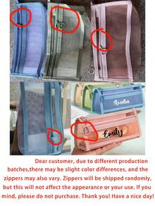 Personalized Customized Name Clear Large Capacity Pencil Case, Fashion Simple Pencil Bag, High Capacity Nylon Mesh Breathable Pen Bag, Exam/Student Stationery Bag, Mesh Pencil Pouch, Simple Student Supplies Box, Back To School, Learning Supplies - Multicolor - View 7