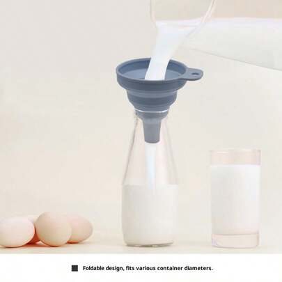 1Pc Unisex Minimalist Practical Gray Foldable Silicone Kitchen Funnel - Silicone, Leak-Proof Easy To Clean, Space-Saving. For Home Baking/Pouring Oil/Powder/Liquid/Spice Dispensing, Travel & Outdoor Use. Foldable Silicone Funnel/Kitchen Leak-Proof Funnel, Perfect Gift For Valentine's Day/Mother's Day/Father's Day/Graduation Season/Housewarming/Ramadan/Eid