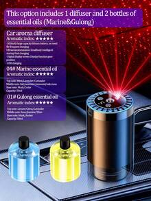 1个50毫升智能车载香氛扩散器 - USB充电，带变色LED灯和星空投影（6种香味），也适用于家居空气清新剂/卧室精油扩散器/酒店香薰扩散器 - 多香型 - 查看 22