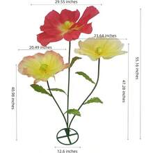 Large Artificial Flower For Decoration With Stands 5.6 Ft Artificial Silk Giant Flower Big Artificial Flores Gigantes For Wedding Party Banquet Backdrop Decor Photography Props Window Display Elegant And Lifelike Indoor Outdoor Floral Arrangement For Events Home And Commercial Spaces - 黃紅 - 查看 5