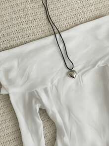 白色休闲纯色露肩长袖上衣，春季款 - 白色 - 查看 3