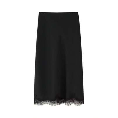 Damesmode Effen Elegante Kanten Stiksels Slanke Midi-rokken