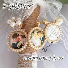 Wedding Bouquet Souvenir Photo, Wedding Bouquet Memorial Pendant, Bouquet Pendant, Bride Memento, Customized Photo Memorial Pin - Multicolor - View 8