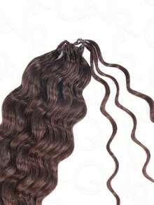 QVR QUEEN VIRGIN REMY QVR Brown Water Wave Feather Crochet Human Hair Extension 1 Pack Pre- Separated Feather Human Hair For Knotless Boho Braids - S4 - View 4