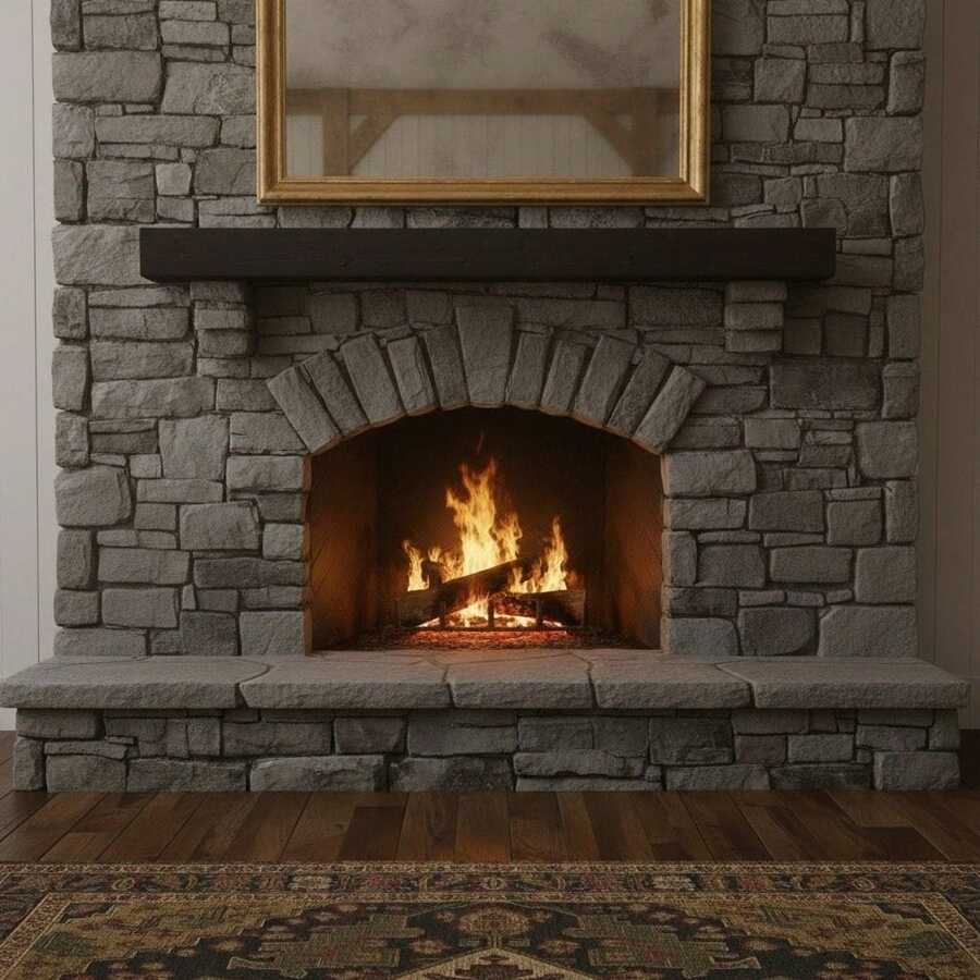 Binlin 48" Solid Wood Fireplace Mantel Shelf, 6" Height X 9" Width Floating Wall Mounted Shelf, Fir Wood Mantelpiece For Living Room, Kitchen Home Decor - 黑色 - 查看 1