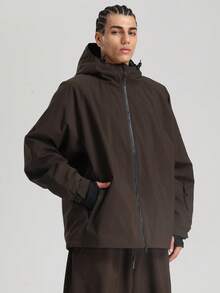 一件男女通用滑雪服/外套，女士冬季连帽登山服，带透气腋下拉链和防丢拉链口袋，男士单板滑雪户外外套，适合户外活动和冬季滑雪，结构加固，功能性滑雪装备，耐用雪地装备，女士滑雪服 - 咖啡棕 - 查看 8