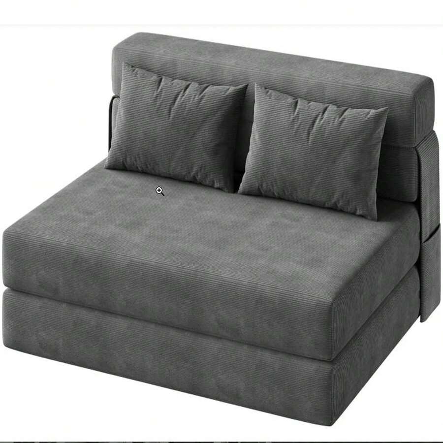 73" Folding Sofa Bed Sleeper Chair, Convertible Futon Couch With Pillow, Single Size Foldable Mattress For Living Room, Dorm, Apartment & Home Office, Modern Linen Fabric,Small  Convertible Folding Sofa Bed, Sleeper Chair Bed With Pillow, Portable Lazy Floor Sofa Lounger, Memory Foam Fold Out Sofa Bed Couch For Living Room, Bedroom, Apartment, Dorm, Office, Single, Dark Grey - 深灰色 - 查看 1