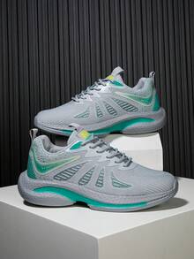 2025 New Men's Sneakers: Mesh Color - Block Casual Shoes, Breathable And Comfortable Men's Running Shoes, Street - Style Versatile Outdoor Walking Shoes - 灰色 - 查看 14