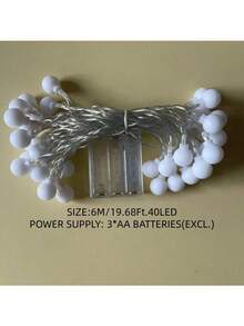 1PC 10/20/40/80 LED 1.5/3/6/10m Round Ball Light String, Fairy Tale Lamp For Girl\ Room, Bedroom Decoration, Birthday Party, Wedding Decoration, Party Decoration, Gift, Colorful Light