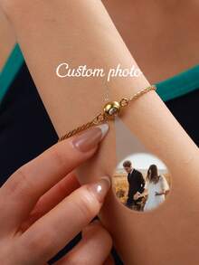 定制不锈钢波浪链投影照片手链，内置心形照片投影，男女皆宜的个性化设计，适合周年纪念、婚礼、圣诞节、纪念珠宝等场合，简约休闲，可爱独特，是送给女友、母亲、家人、朋友、女儿的理想礼物，也适合周年纪念、情人节、母亲节、生日、毕业典礼、日常佩戴、婚礼、舞会等场合，是个性化珠宝和圣诞礼物的理想之选。 - 多色-款式3 - 查看 4