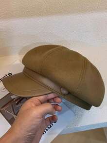 新款女士贝雷帽，韩版休闲八角帽，复古艺术报童帽，修饰小脸型，纯色休闲涤纶纤维帽，秋冬季 - 帽子 - 查看 4