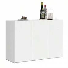 Miroytengo Aparador, Mueble Salón, Voltik Moderno Blanco Mate 2 Puertas 3 Cajones Melamina 90x69.5x32 cm Almacenamiento Interior Organizado Ilumina y Amplía Espacios Comedor Kit Montaje Instrucciones Inclusas De 2 a 3 días de envio