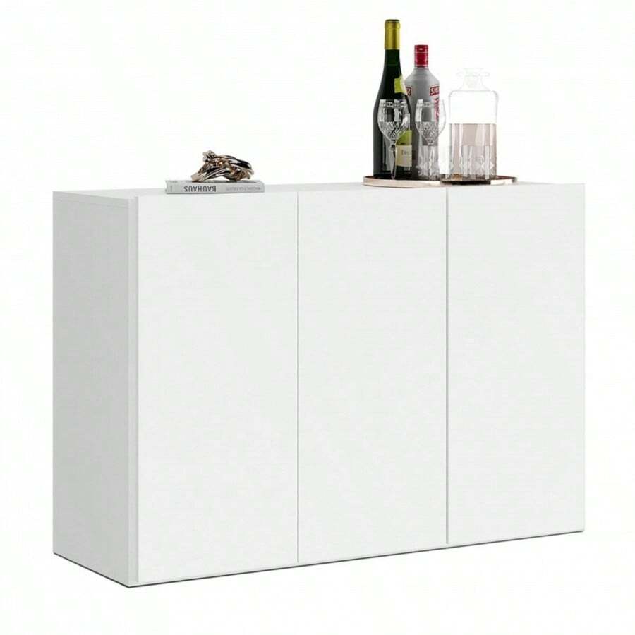 Miroytengo Aparador, Mueble Salón, Voltik Moderno Blanco Mate 2 Puertas 3 Cajones Melamina 90x69.5x32 cm Almacenamiento Interior Organizado Ilumina y Amplía Espacios Comedor Kit Montaje Instrucciones Inclusas De 2 a 3 días de envio