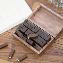 70-Piece Vintage Wooden Rubber Stamp Set With Numbers & Alphabet | DIY Craft Stamps For Scrapbooking, Card Making & Journaling - 70pcs - View 6