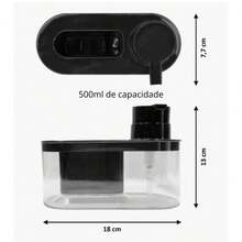 Dispenser Porta Detergente E Bucha Com Dosador Para Pia Cozinha Bancada Preto Arthi - Preto - Visão 3