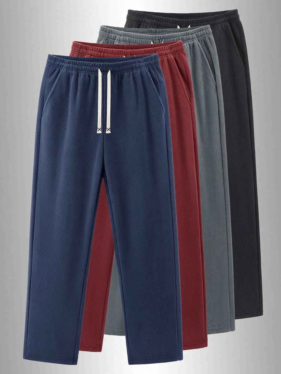 1件装男士抓绒慢跑裤 - 柔软保暖户外休闲运动裤，弹性腰带运动休闲裤，适合跑步、徒步、冬季穿着