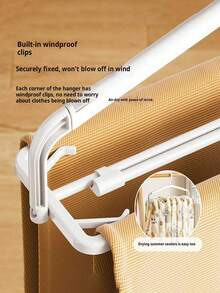 Multi-Functional Extendable Clothes Hanger, Adjustable For Drying Bed Sheets, Blankets, Bath Towels, And Bedding With Anti-Slip Design For Home Use - one-size - View 5