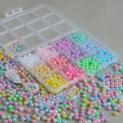 Set de 12 piezas de cuentas con agujeros, kit de accesorios de joyería DIY para pulsera, collar, correa de teléfono, decoración de bolso