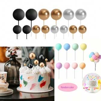 20pcs Cake Decor Balls Birthday Party Wedding Cake Decoration Supplies DIY Cake Topper Dessert Table Decor For Holiday Celebration