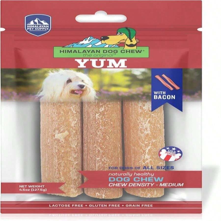 Masticables de queso Yak Himalayan para perros, sin lactosa y sin granos, fabricados en EE. UU., para todas las razas de perros, masticable de queso de densidad media, bolsa resellable con 3 deliciosos bocados, sabor a queso - ColorA - Ver 1