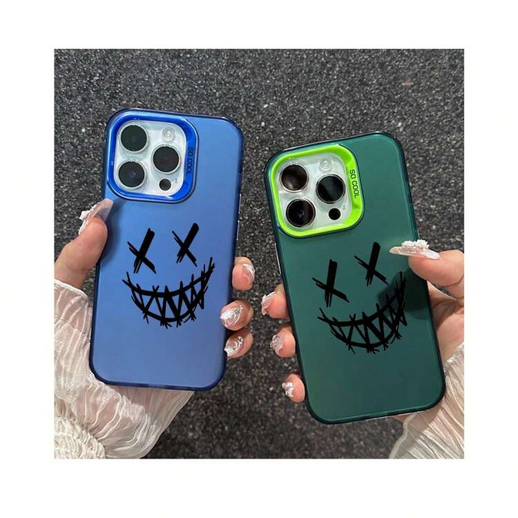 Funda protectora de teléfono con Carcasa Para Diseño Cara Cosida Creativa Negra regalo de moda minimalista interesante para hombres y mujeres, adecuado para  16/15/15Pro/15ProMax/14/13/12/11/MAX,  17,  17 Air,  17 PRO, Max Series,A14/A15/S23 Ultra/A50/A12/A32/A52/A72/A51/A21S/A13/A14/S22 Ultra/S23/A33/A53/S20 FE diseño creativo y de moda para hombres y mujeres - Azul - Añade 1