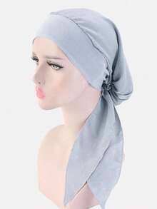 1 件女士弹性宽边仿丝头巾帽、睡帽、女士海盗帽、护发帽，适合日常使用 - 純色系 - 查看 9