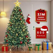 FARSEE  210 cm x 800 ramas, Abeto artificial verde con soporte, perfecto para regalar en Navidad. - Multicolor - Ver 2