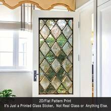 2D Flat Surface, 1 Piece Of Window Sticker, 2D Flat Surface Retro Diamond-Shaped Pattern PVC Electrostatic Adsorption Window Film, Retro-Style Home Decoration Window Film Decals For Living Rooms And Studies, Privacy Protection + Retro Texture, Custom Sizes Available, Home Decoration, Retro Geometric Design, Artistic Window Decoration, Electrostatic Adsorption, Durable Material, Adhesive Film, 2D Flat Surface, Window Decoration Film - 17.72*39.37吋(45*100公分) - 查看 5