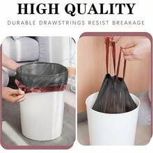 75 Drawstring Trash Bags, Household Handheld Thickened Kitchen Living Room Bathroom Large Plastic Bags - 15只*5卷混色加厚 - 查看 8