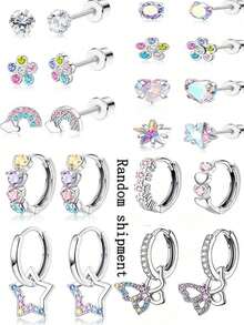 12PCS Jstyle Anti-Allergy Surgical Steel Earrings Are Suitable For Sensitive Ears. 14K Gold Flat-Back Earrings, Small Stainless Steel Earrings For Boy And , Flat-Back Stud Earrings, Cartilage Earring Set, Suitable For Multiple Piercings