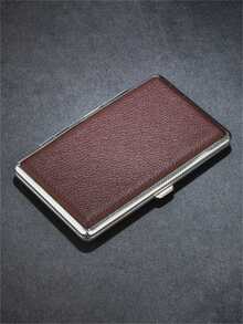 1 Peça Estojo de Cigarro Metálico e de Couro Fino e Longo com Capacidade para 20 Cigarros, Espessura de 5,5 mm, Design de Flip-Top Moderno