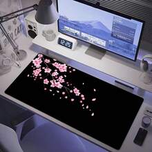 1pc XXL Gradient Peach Blossom Shadow Gaming Mousepad 47.24x23.62 Inches - Extended, Thick, Non-Slip Rubber Base, 35.43x15.75 Inch Desktop Pad With Precisely Stitched Edges, Washable - Perfect For Gamers And Office Use, Large Mousepad. - Black - View 1