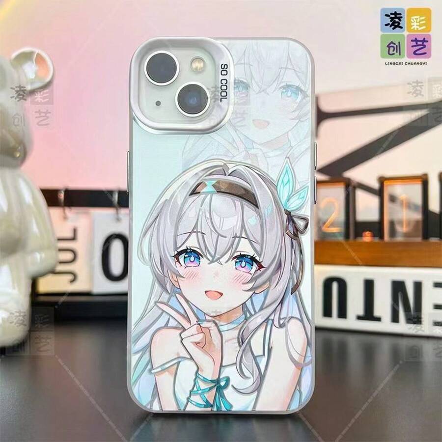 Funda de teléfono Silver Girl White compatible con Apple 15 Pro Max, linda funda mate de color plata para iPhone 14/13 12 - Plateado - Ver 1