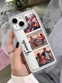 Customized TPU Transparent Shockproof Phone Case, Silicone Phone Cover Compatible With Apple/Galaxy/Realme/Honor/Redmi/OPPO, Personalized With Text And Images For Father's Day, Labor Day, Valentine's Day, Birthday, Couples, Pets, Flowers, Butterflies