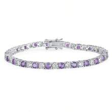 1 Peça Pulseira de Corrente de Tênis Geométrica Quadrada de Zircônia Cúbica de Prata Esterlina 925 Minimalista para Mulheres, Versátil para Uso Diário, Presente, Festa, Férias, Dia dos Namorados - Roxo - Visão 9